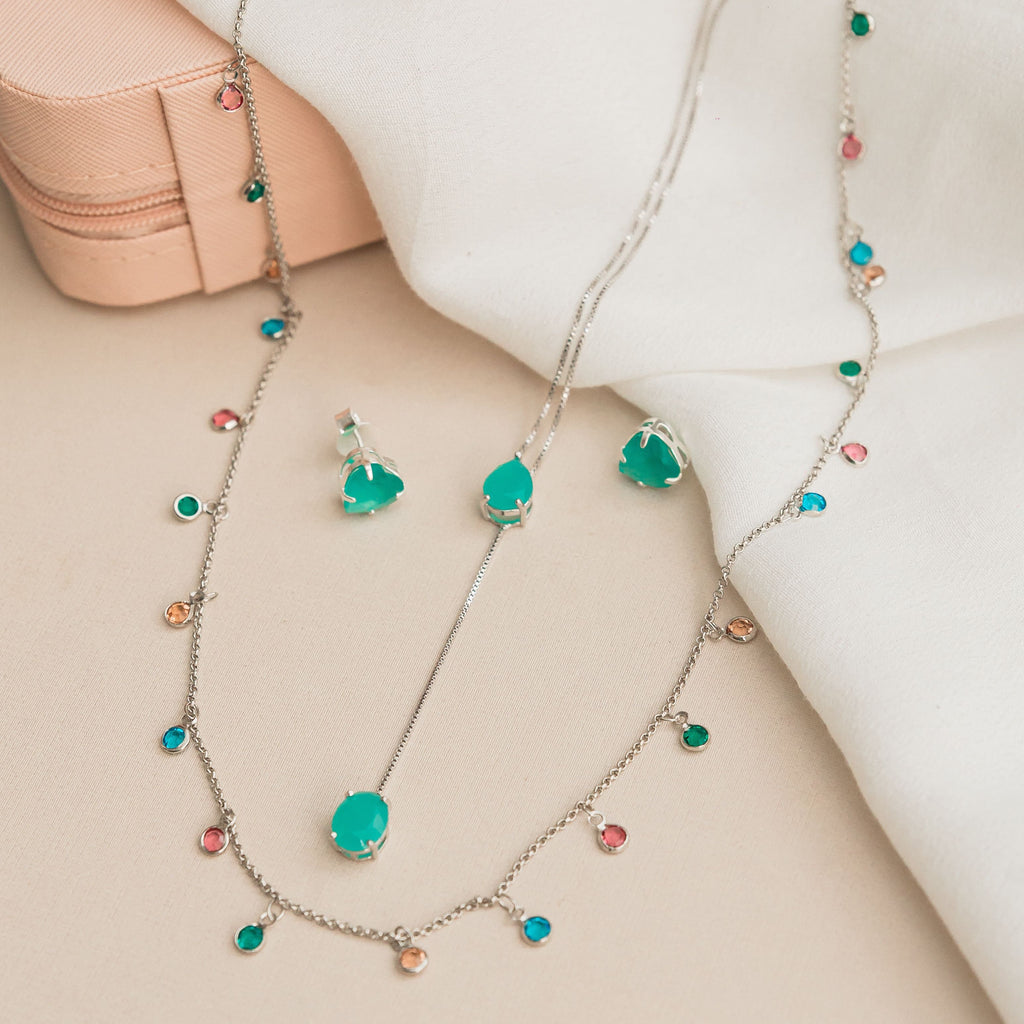 Necklace with colorful gemstones