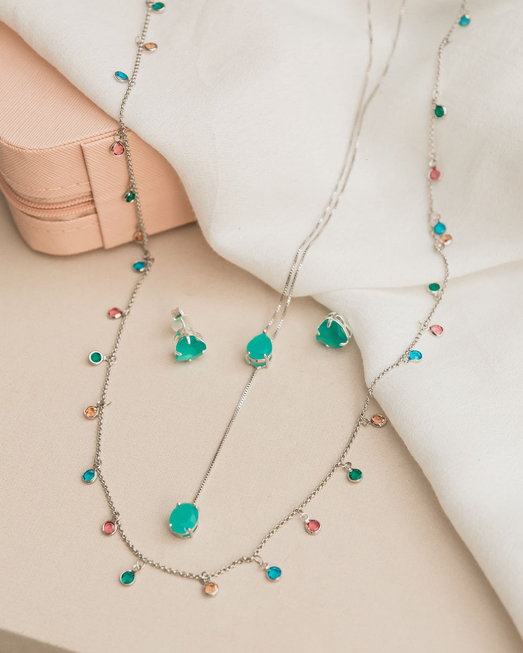 Necklace with colorful gemstones