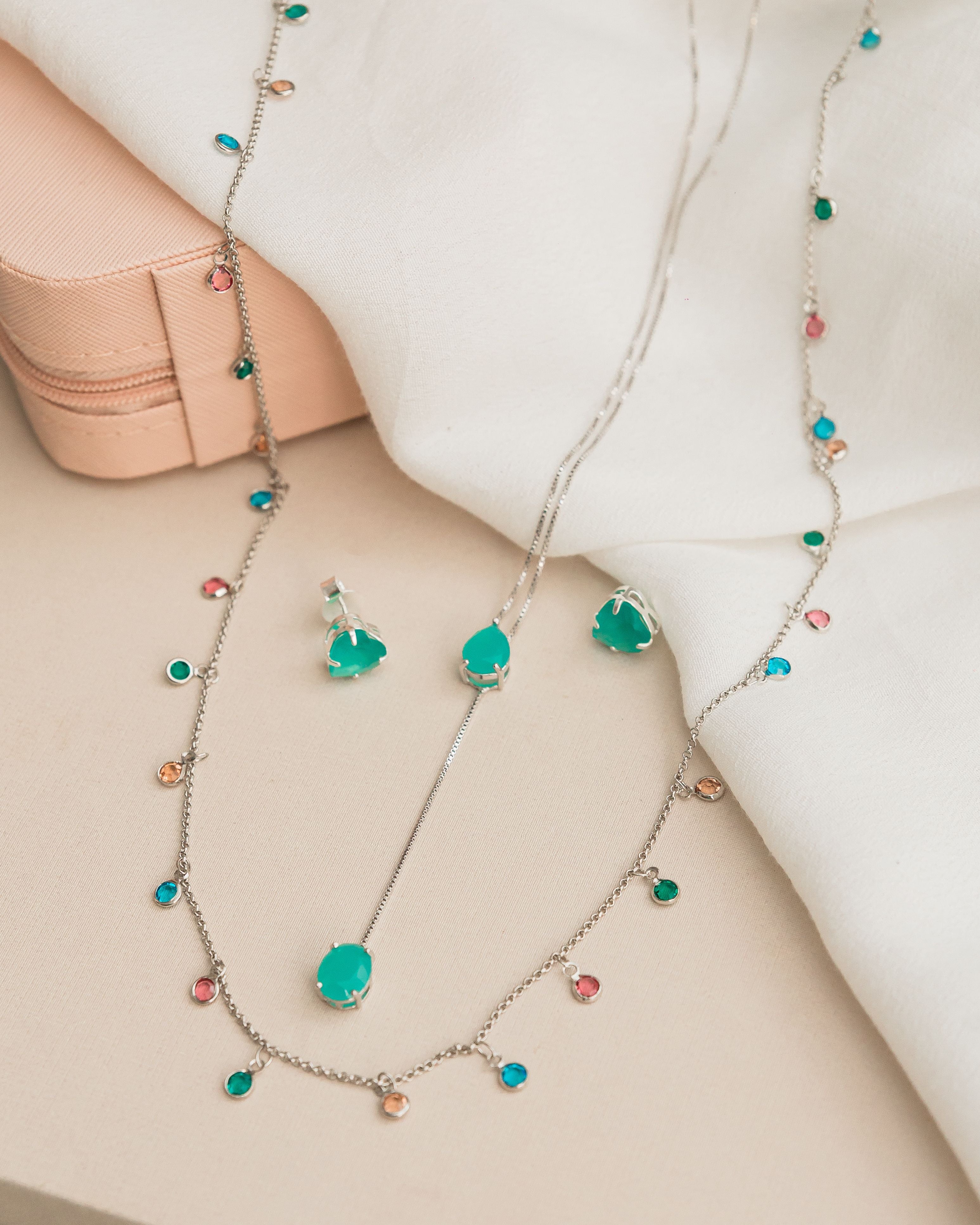 Necklace with colorful gemstones
