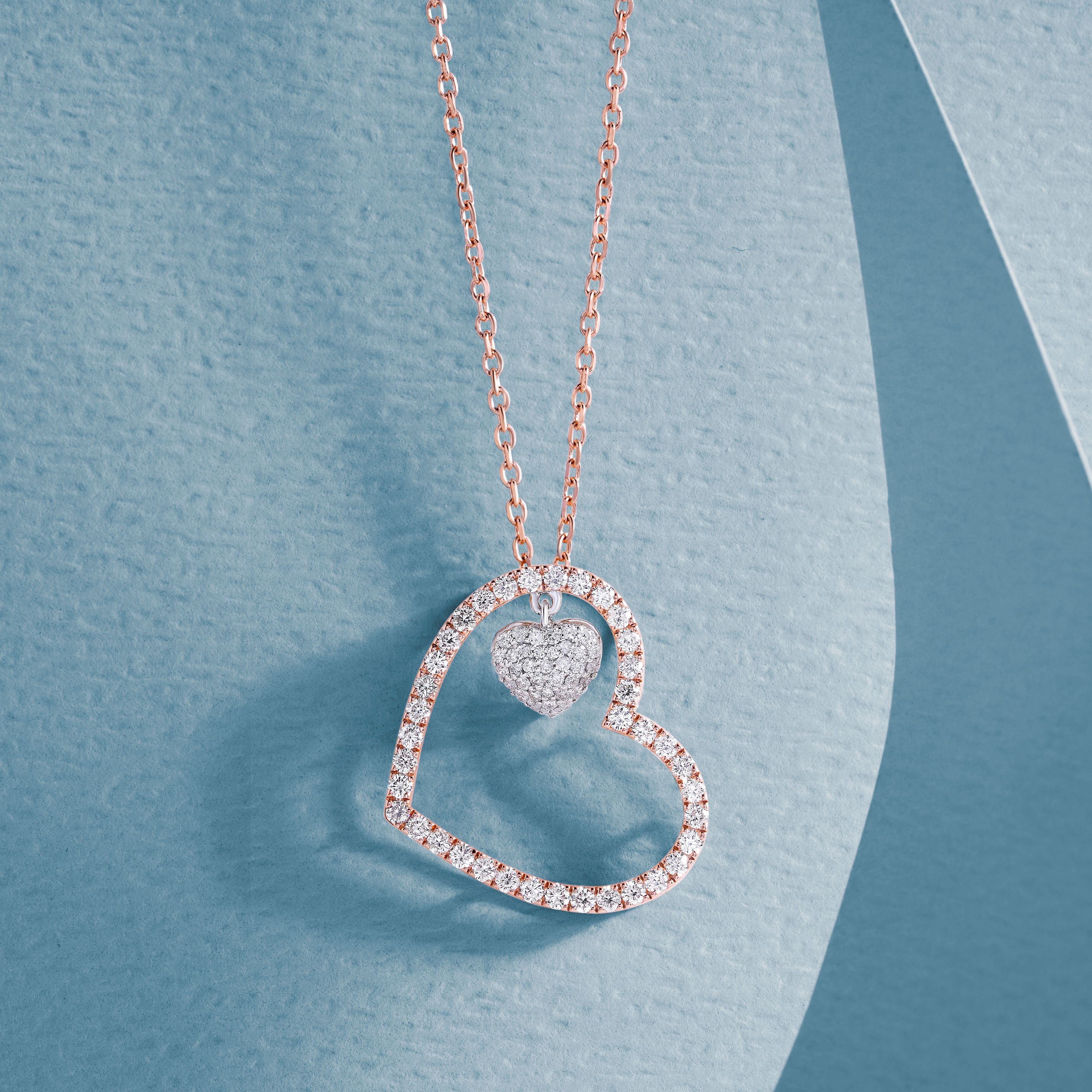 Heart-shaped Silver necklace with chain